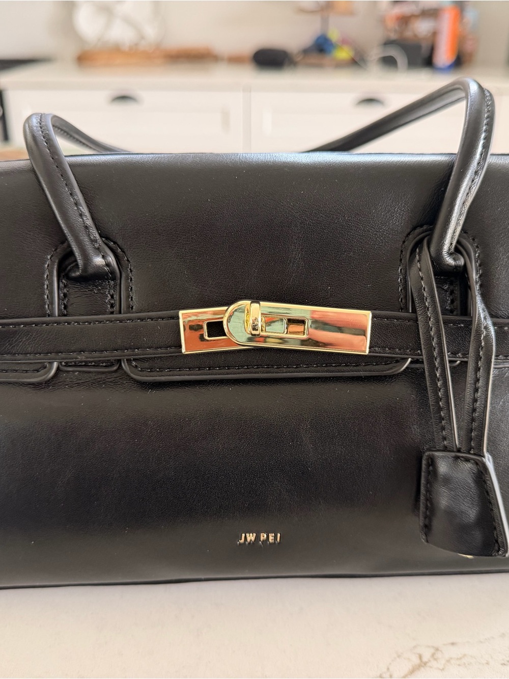JW PEI Black Satchel with Gold Hardware